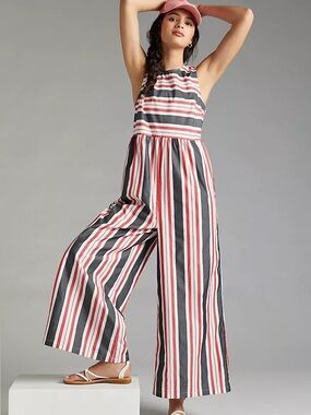 Anthropologie Maeve Striped Wide-Leg Jumpsuit Small